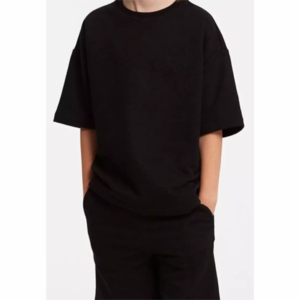 Ensemble de vêtements d'été 2 pièces de haute qualité avec logo personnalisé, nouveau, vente en gros, t-shirt et short pour enfants, broderie gaufrée, en coton - Product Image 3