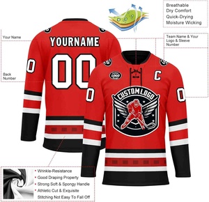 Nouvelle arrivée, uniforme d'entraînement de hockey sur glace professionnel respirant, sublimé, personnalisé pour l'équipe, 100% polyester, maillots confortables - Product Image 2