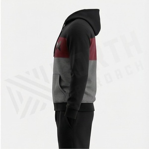 Men's Color Blocking Hooded <b>Zip</b>-<b>Up</b> Tracksuit Full Sleeve Casual Sportswear with Front Logo and Side Pockets Autumn Wear - Product Image 3