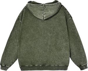 Sudadera con Capucha para Hombre, Forrada, Lavada, de Color Sólido, 100% Algodón, Felpa Francesa, Manga Larga, Estilo Urbano para Invierno - Product Image 2