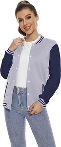 Veste universitaire noire et blanche pour homme avec fermeture boutonnée, style décontracté classique, col rabattu, matière polyester, pour l'automne - Product Image 2