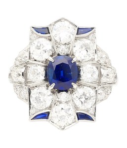 Bague de cocktail Art Déco à fleurs, diamants de laboratoire certifiés IGI, or 18 carats, argent 925, bague de mariage vintage en grappe pour femme - Product Image 1