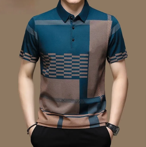 Premium Men's <b>Geometric</b> Pattern Polo T <b>Shirt</b> Short Sleeve Casual Fashion Top Breathable Comfortable Premium Summer Wear - Product Image 4