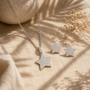 Conjunto de Joyería de Moissanita en Forma de Estrella, Plata de Ley 925, Unisex, para Mujer y Hombre, Regalo, Certificado GRA, Moderno, para Uso Diario, Fiestas y Bodas - Product Image 4