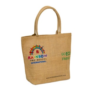 Sacs fourre-tout en jute écologiques de taille moyenne avec œillets, motif lettres, pliables, personnalisables, avec poignée en corde réglable, pour courses et supermarché - Product Image 3