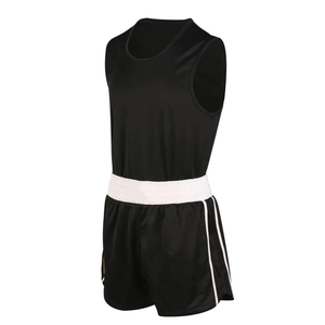 Uniforme de Boxeo Negro, Pantalón y Camiseta de Kick Boxing con Logotipo Personalizado, Precio Económico, Precio al por Mayor, Uniforme de Boxeo OEM - Product Image 2