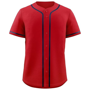 เสื้อเบสบอลผู้ชายแบบกระดุมหน้า ผ้าตาข่ายสีแดงสไตล์เรโทร ราคาโรงงาน OEM ขายส่งคุณภาพสูง เสื้อผ้าสตรีทแวร์ - Product Image 5