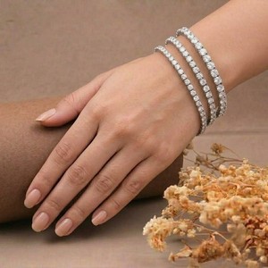 Pulseras Unisex de Oro Blanco de 14K con Diamante Cultivado en Laboratorio, Corte Brillante Redondo, Color E, Certificado IGI, Regalo de Boda Clásico de Aniva - Product Image 2