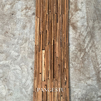 Panel de Pared Acústico de Madera de Teca Reciclada, Diseño Geométrico Vertical, Revestimiento Rústico Natural para Apartamentos