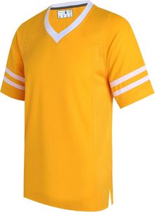 Men's Yellow <b>V</b>-<b>Neck</b> Short Sleeve Sport Jersey With <b>White</b> Stripes Quick Dry Polyester Casual <b>Shirt</b> Summer Wear - Product Image 2