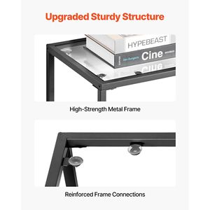 Modern 2-Tier Rectangle <b>Console</b> Table with Tempered Glass Top and Iron Legs Golden Sofa Side Table and Desk - Product Image 5