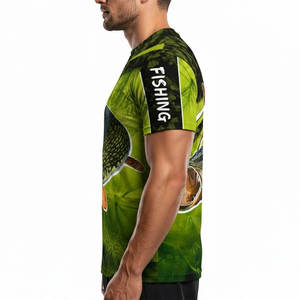 T-shirts de pêche personnalisés de haute qualité, protection solaire, jersey à séchage rapide, performance, manches courtes, UPF 50 pour hommes - Product Image 4