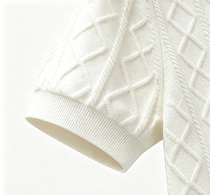 <b>Women's</b> <b>White</b> Short Sleeve Knitted <b>Polo</b> <b>Shirt</b> Argyle Pattern Breathable Casual Top <b>Women</b> Retro Textured Knit Short Sleeve <b>Polo</b> - Product Image 4