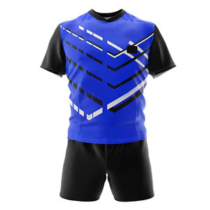 Conjunto de uniforme de rugby transpirable para hombre, camiseta de manga corta y pantalones cortos a juego, tela ligera para entrenamiento, partidos y club - Product Image 1
