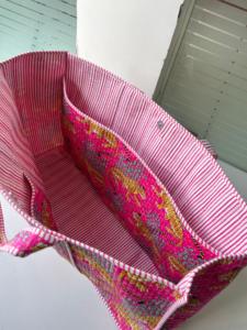 Bolsos Tote de Algodón Acolchado Kantha, Tela Reciclada, Uso Diario de Verano, Cierre de Cremallera Hecho a Mano, Cadenas - Product Image 2