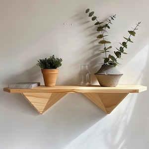 Natural <b>Pine</b> Wood Geometric Shaped Wall <b>Shelf</b> | Wholesale B2B - Product Image 2