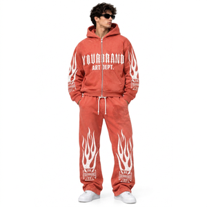 Conjunto de Sudadera con Capucha y Pantalones de Felpa de Algodón Estampado de Alto Gramaje para Hombre, Personalizado, con Gráfico de Letras Vintage - Product Image 6