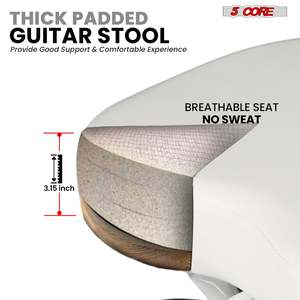 Taburete para Guitarra 5Core, Silla Acolchada de 3.15 Pulgadas con Respaldo, Asiento Musical Plegable con Reposapiés Integrado, Soporte para Guitarra - Product Image 2