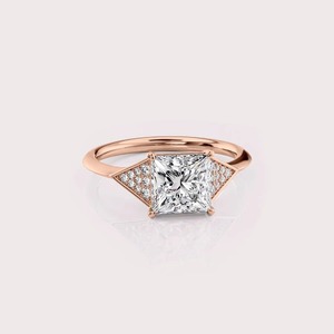 IGI Certified Princess Cut Lab Created Diamond Engagement <b>Ring</b> 14K Rose / White & Yellow Gold Accent Wedding <b>Ring</b> - Product Image 5