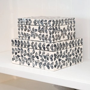 Grey Shell Inlay Jewelry Storage Box Set Floral Leaf Mosaic Organizer Nested Decorative <b>Trinket</b> <b>Boxes</b> Decorative Jewelry Box - Product Image 6