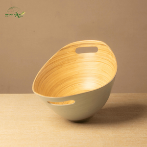 Tazón Desechable Ecológico de Bambú Hilado con Diseño Minimalista, Base Elevada y Asas Laterales - Product Image 5