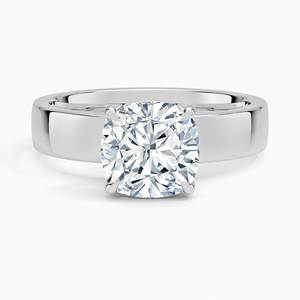 Anillo de compromiso de moissanita de 2 quilates con corte cojín, banda ancha, solitario, para novia - Product Image 3