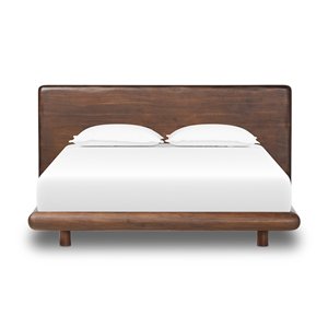 Base de Cama de Madera de Teca con Borde Redondeado, Cama Moderna con Cabecera Suave - Product Image 2