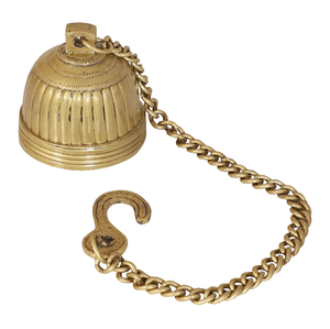 Cloche murale en laiton poli avec un support incurvé et une chaîne de traction suspendue. Cloche murale en laiton, prix de gros. - Product Image 5
