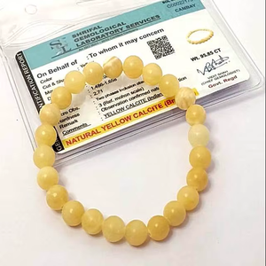 Pulseras Elásticas de Piedras Preciosas Naturales de Calcita Amarilla de 8 mm Hechas a Mano y Certificadas para Sanación, Reiki y Meditación - Product Image 3