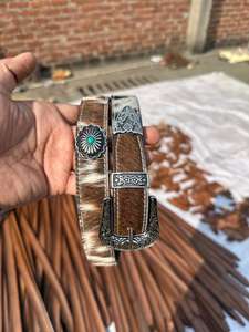 เข็มขัดหนังแท้สไตล์วินเทจ หัวเข็มขัดโลหะแบบตะวันตก แข็งแรง ทนทาน ปรับได้ ความกว้าง 1-1.5 นิ้ว มีทุกขนาดความยาว - Product Image 3