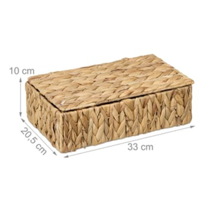 Wholesale woven water hyacinth <b>baskets</b> for storage tea/ coffee/ sugar storage boxes teabag holder <b>with</b> <b>lid</b> made by Vietnamese - Product Image 2