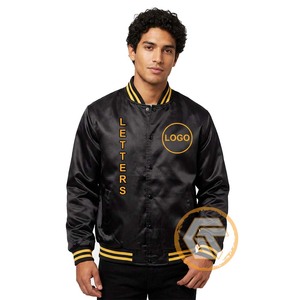 Blouson universitaire matelassé brodé en satin pour l'automne, de haute qualité, respirant, Stand Alpha |   Veste universitaire Phi - Product Image 1