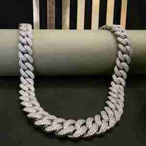Full <b>Iced</b> <b>Out</b> Moissanite Cuban Link <b>Chain</b> Necklace 925 Sterling Silver Round Brilliant Cut Hip Hop Jewelry - Product Image 3
