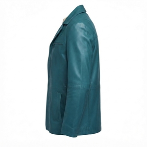 Custom Men's <b>Leather</b> <b>Blazer</b> <b>Jacket</b> Premium Casual Outerwear OEM Factory - Product Image 2
