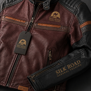 เสื้อแจ็คเก็ตมอเตอร์ไซค์หนังแท้ยูนิเซ็กซ์ Silk Road General Trading แขนยาว สกรีนโลโก้ตามสั่ง ระบายอากาศได้ดี กันลมหนาว สำหรับขี่ครุยเซอร์ - Product Image 3