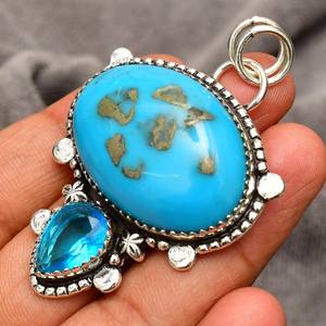 Pendentif artisanal en turquoise et argent sterling, bijou en turquoise naturelle, cadeau pour maman, collier pour femme - Product Image 5