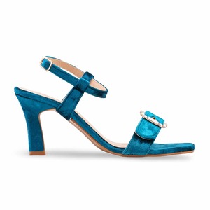 รองเท้าส้นหนาแบบสวมรัดข้อเท้าประดับเพชรพลอย รุ่น Insight International Blue Velvet Square Toe สำหรับผู้หญิง เหมาะสำหรับใส่ในฤดูร้อน - Product Image 2