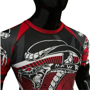 Rashguard Mawra Death Fight avec logo personnalisé, t-shirt de compression UPF50+, tissu extensible respirant, vêtements de sport unisexes, entraînement MMA - Product Image 5