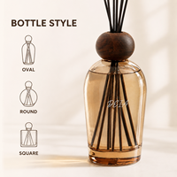 Diffuseur de parfum décoratif en verre ambré 100 ml avec bouchon en bois, étiquette personnalisée