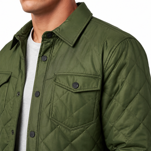 Veste matelassée noire croisée pour homme, style urbain, en toile écologique imperméable et coupe-vent, idéale pour le printemps, fabrication OEM - Product Image 2