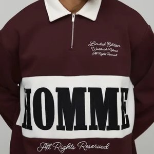 Sweat-shirt à col zippé en molleton pour homme, coupe oversize, avec logo personnalisé, imprimé, vente en gros - Product Image 4