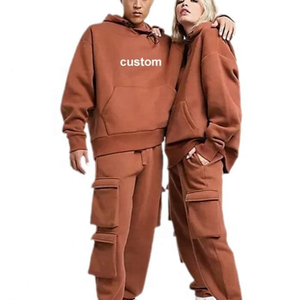 Ensemble de survêtement unisexe personnalisé avec logo, 100 % coton, écologique, épais, grande taille, couleur unie, pour l'automne et l'hiver, avec sweat à capuche - Product Image 5