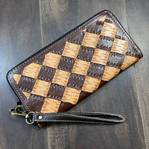Cartera de lujo con cremallera y diseño a cuadros, hecha a mano con cuero genuino, de moda y gran venta, para uso diario de mujeres. - Product Image 4