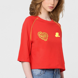 Camiseta de Manga Corta Raglán para Mujer, Ecológica, 100% Algodón Orgánico, con Logotipo, Secado Rápido y Transpirable, Informal de Verano - Product Image 3