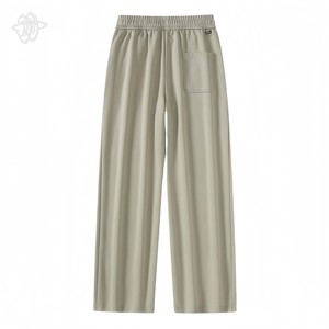 Pantalon décontracté pour homme à taille élastique avec cordon de serrage, poches latérales, léger, respirant, en coton tricoté, coupe droite, style printemps - Product Image 2