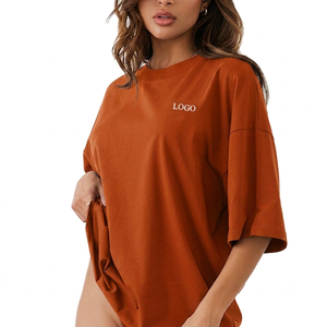 T-shirt oversize à col roulé pour femme, doublure en tissu éponge, épaules tombantes, couleur unie, logo lettre sur le devant, en Spandex/Coton, avec pompon, pour l'automne - Product Image 6