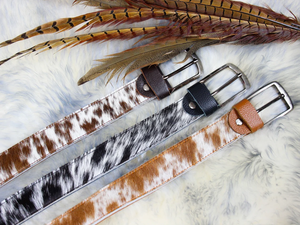 Ceinture en cuir véritable pour hommes et femmes, motif vachette vintage, design de créateur, pour un look décontracté et urbain - Product Image 4