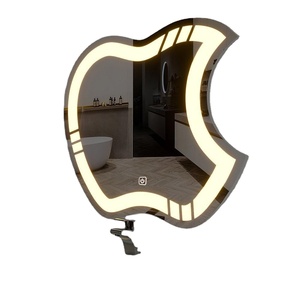 Scandinavian Frameless Beveled Asymmetrical Shape <b>Bathroom</b> Wall Mirror Modern Decorative Premium Glass 4.0mm Thick Wall <b>Plug</b> - Product Image 1