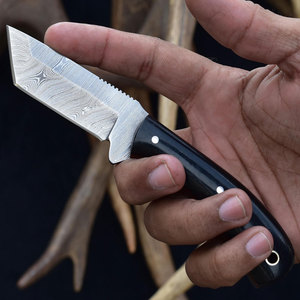 Couteau à lame fixe en acier Damas portable avec manche en bois, couteaux de survie professionnels pour la chasse et le camping en plein air, pour le bricolage - Product Image 5