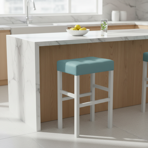 Ensemble de 2 tabourets de bar et de comptoir en cuir PU, ensemble de tabourets capitonnés en cuir PU, ensemble de tabourets rembourrés en PU avec structure en bois massif, hauteur bar et comptoir - Product Image 3